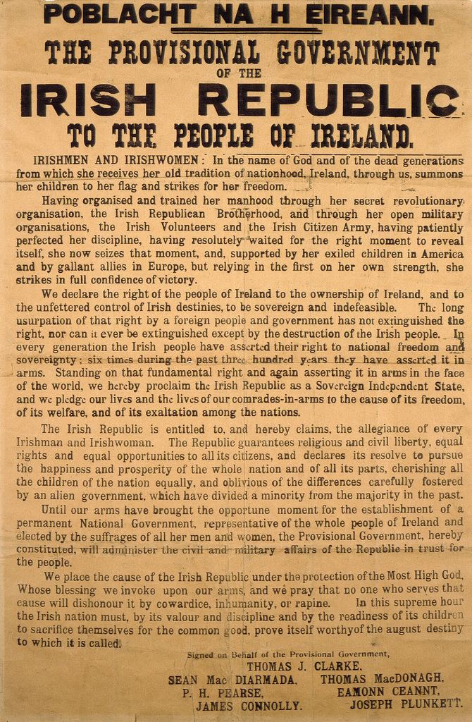 Irish Republic Proclamation Of The Irish Republic 1916 An Sionnach Fionn