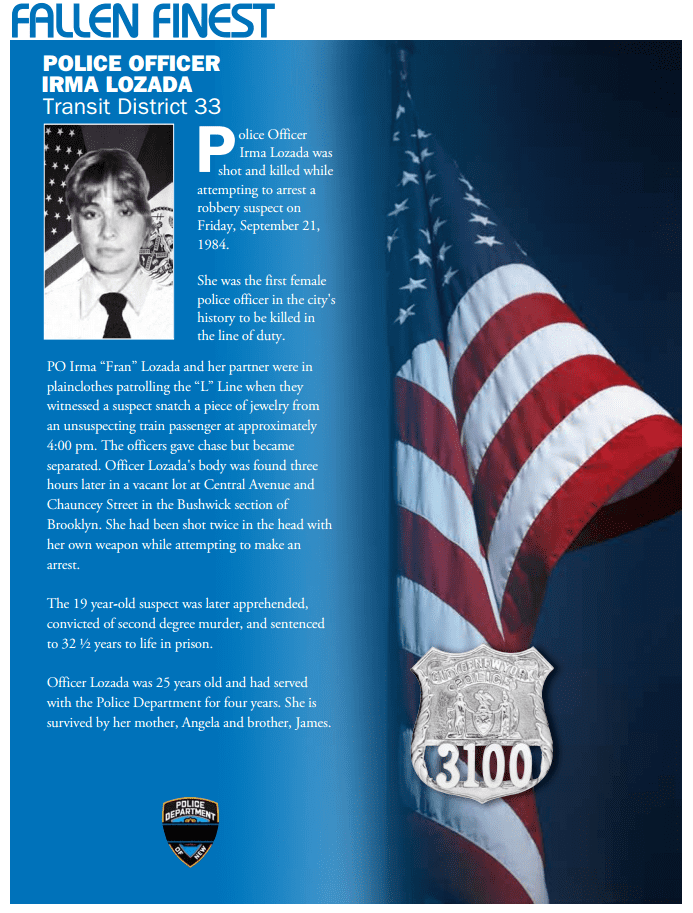 Irma Lozada NYPD In Memoriam on Twitter More on our FallenFINEST PO Irma