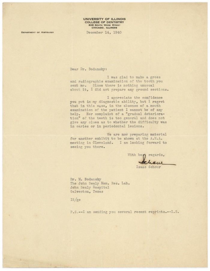 Isaac Schour Letter from Isaac Schour to Meyer Bodansky December 14 1940