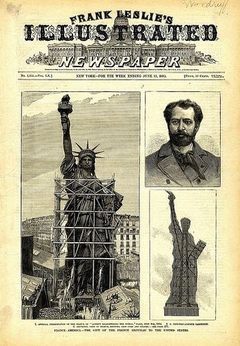 The building of the Statue of Liberty in Paris as featured in the Illustrated Newspaper
