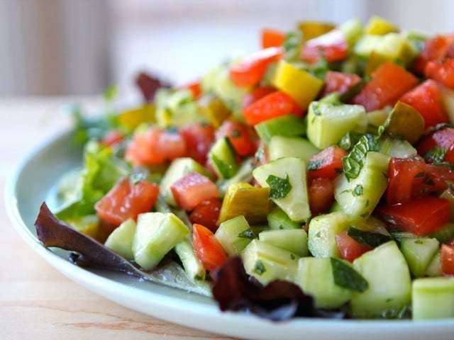 Israeli salad Israeli Salad with Pickles and Mint Healthy Recipe