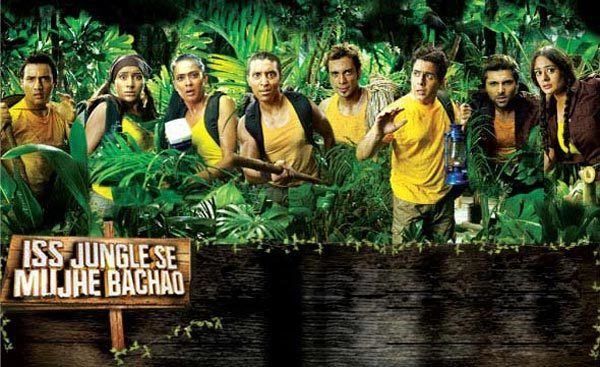 The promotional poster of the Indian reality show Iss Jungle Se Mujhe Bachao featuring all the contestants.