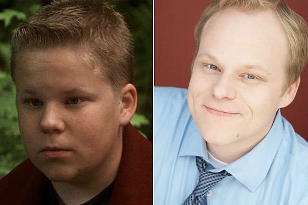On the left, Brandon Crane as Ben Hanscom in the 1990 miniseries, It. On the right, Brandon Crane smiling while wearing blue long sleeves
