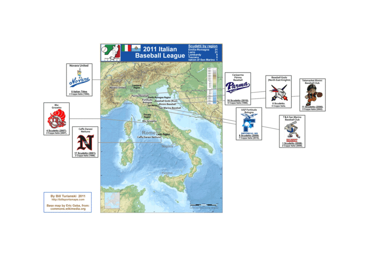 Italian Baseball League Italy Baseball billsportsmapscom