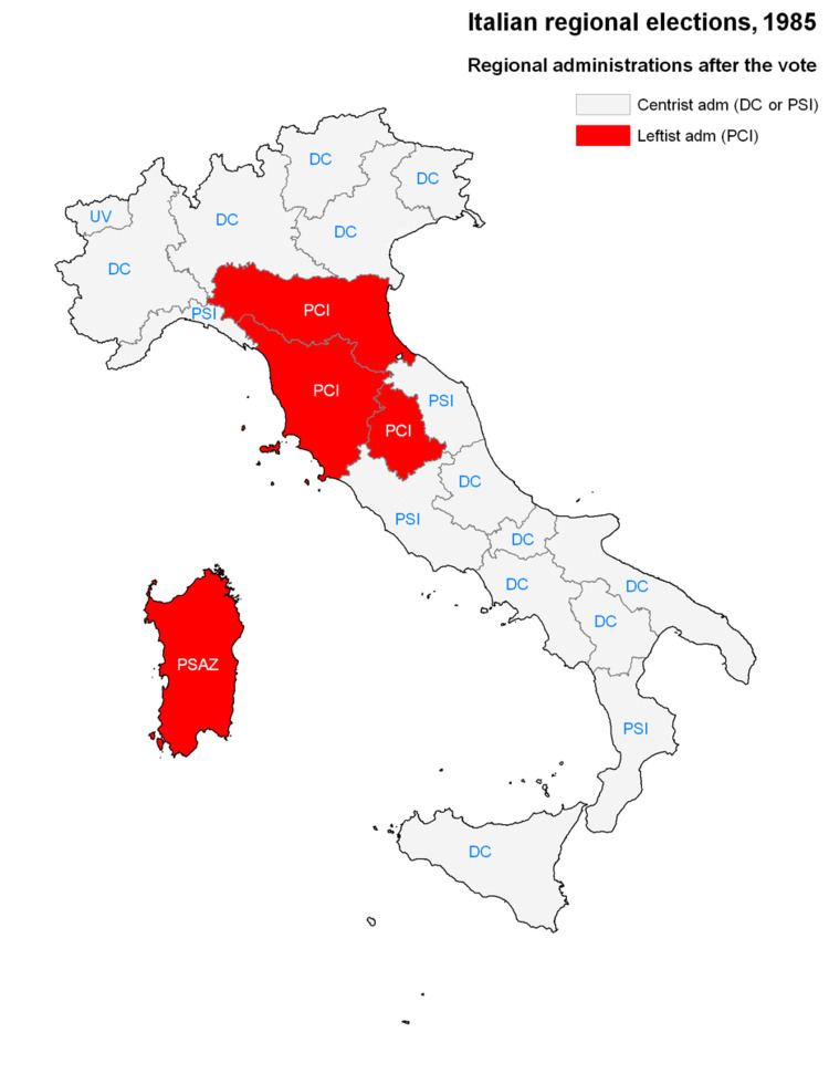 Italian regional elections, 1985
