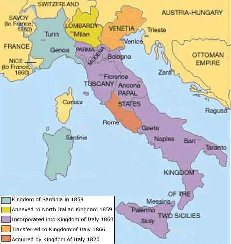 Italian unification Italian Unification map Risorgimento Italy