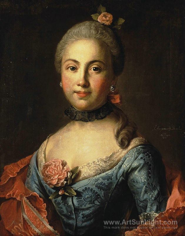 Ivan Argunov Portrait of a Woman in a Blue Dress 1760 Ivan Argunov oil