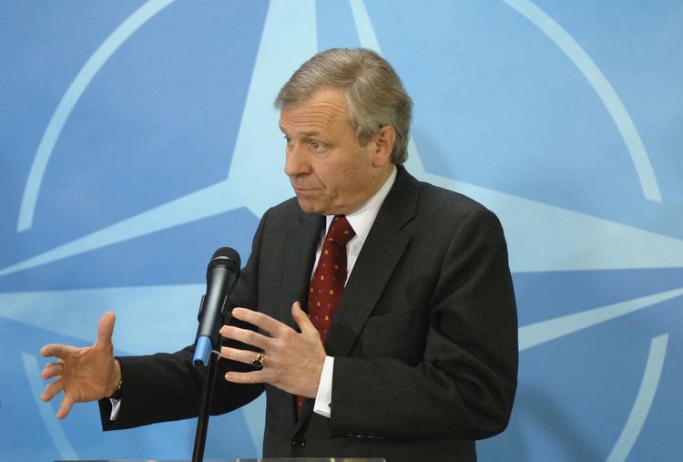 Jaap de Hoop Scheffer NATO Media Library Press point by NATO Secretary General