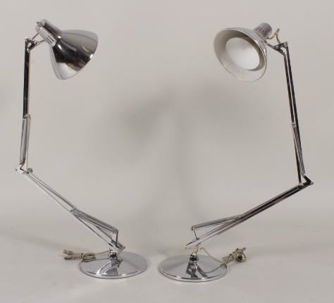 Jac Jacobsen iGavel Auctions Pair of Jac Jacobsen Chrome Luxo Lamps