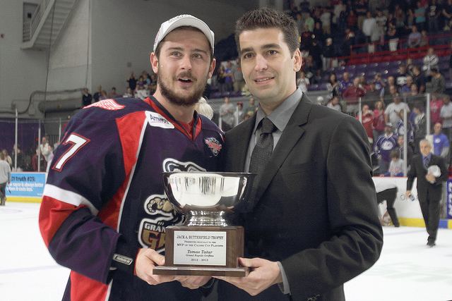 Jack Butterfield (ice hockey) Thomas Tatar Jack Butterfield MVP award winner Celebrating with