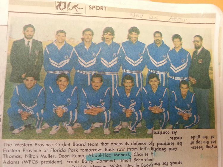 Jack Manack Western Province Cricket team in the past with Abdulhaq Jack Manack