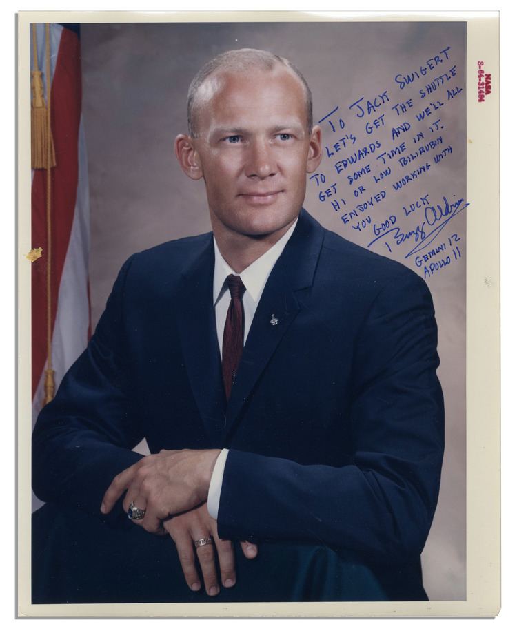 Jack Swigert Lot Detail Buzz Aldrin Official NASA Photo Signed