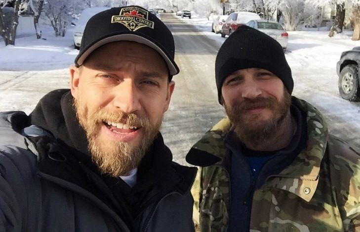 Jacob Tomuri Tom Hardy and Jacob Tomuri bts of TheRevenant March
