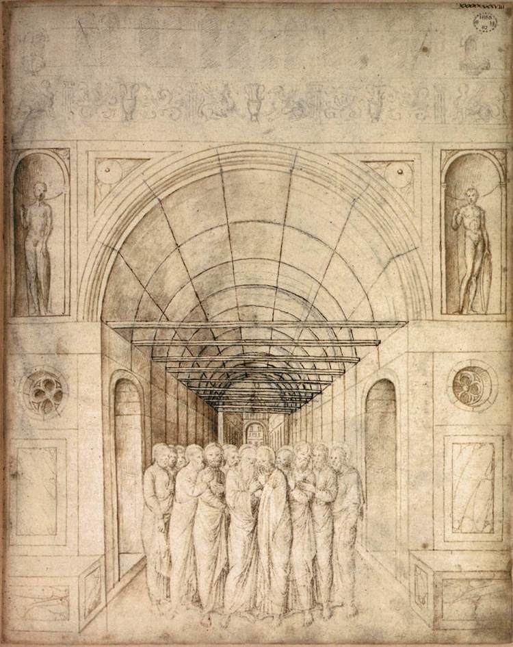Jacopo Bellini The Twelve Apostles in a Barrel Vaulted Passage Jacopo