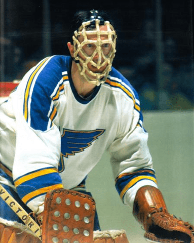 Jacques Caron Jacques Caron of St Louis Blues wearing Pretzel Type Goalie Mask