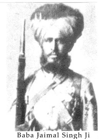 Jaimal Singh wearing dastar while holding a firearm