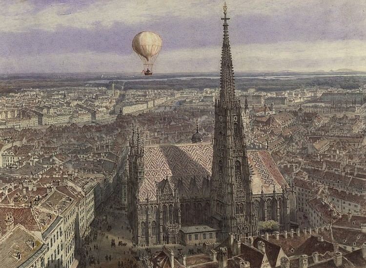 Jakob Alt Jakob Alt Balloon flight over Vienna watercolour 1847