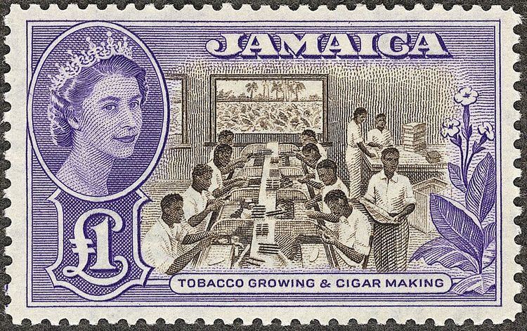 Jamaica 1956-58 £1 chocolate and violet