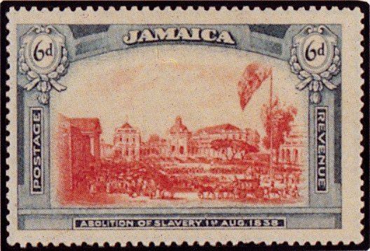 Jamaica 6d abolition of slavery postage stamp