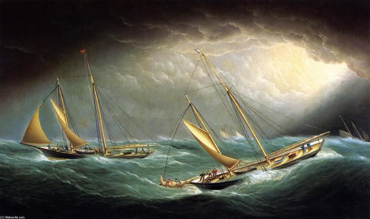 James E. Buttersworth Yachts in a Storm Grisaille by James Edward Buttersworth 18171894