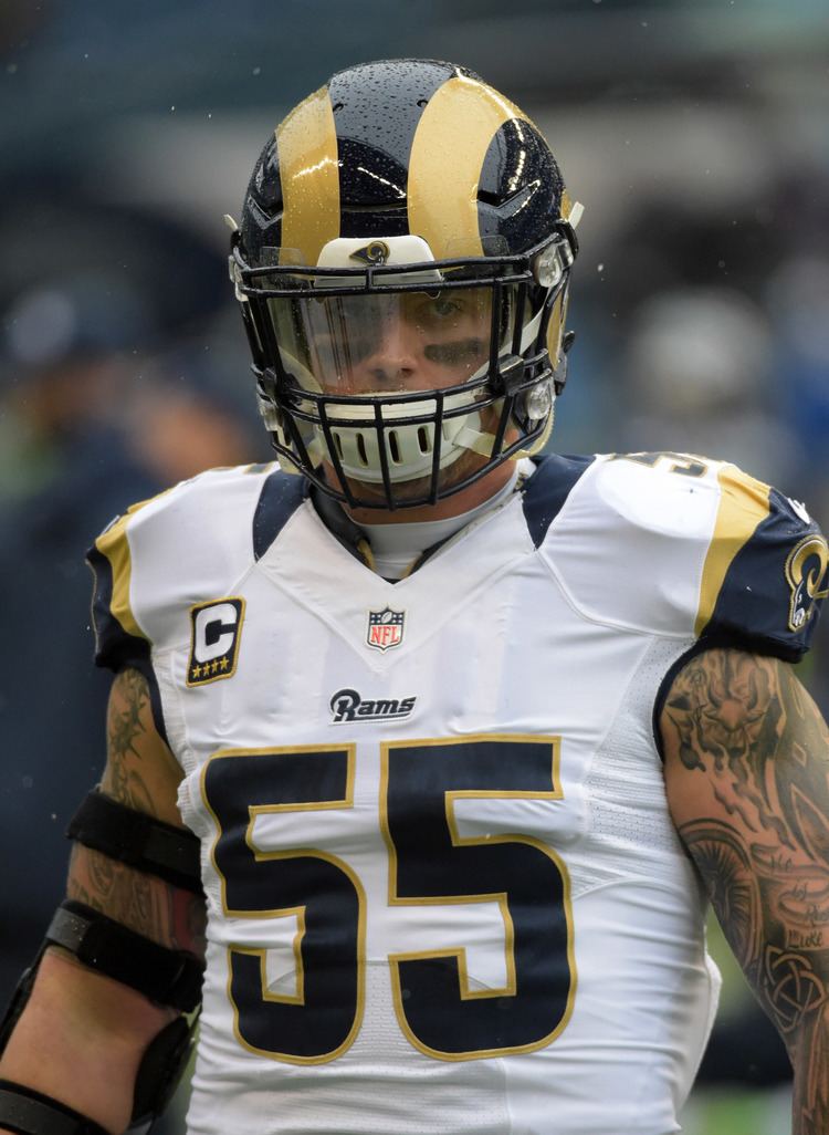 St. Louis Rams linebacker James Laurinaitis (55) is seen during an NFL  football game against the Detroit Lions at Ford Field in Detroit, Sunday,  Nov. 1, 2009. (AP Photo/Carlos Osorio Stock Photo - Alamy