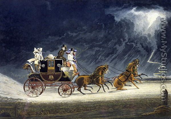 James Pollard The Mail Coach Changing Horses engraved by R Havell 1815 by James