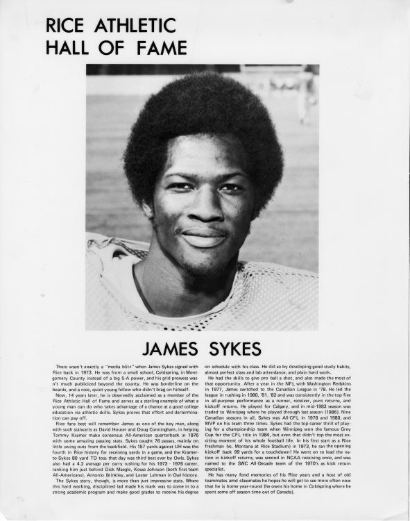 James Sykes (Canadian football) Rice University Owls football player James Sykes