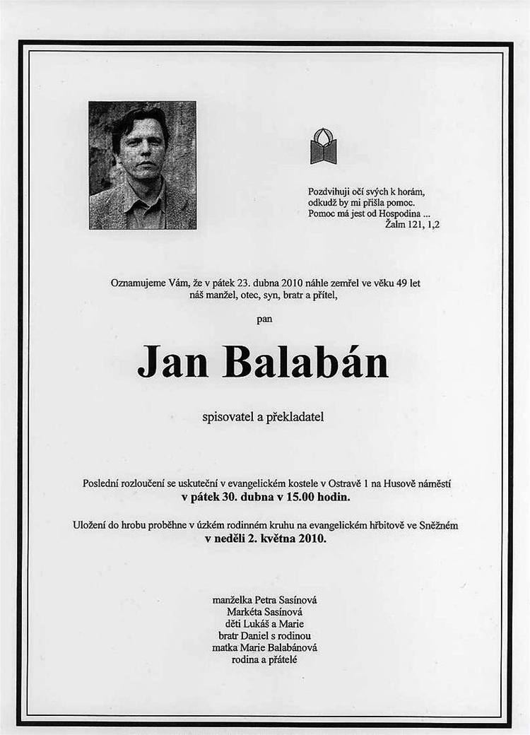 Jan Balabán Veejnost se rozlouila se spisovatelem Janem Balabnem iDNEScz