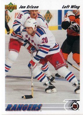 Jan Erixon NEW YORK RANGERS Jan Erixon 178 UPPER DECK 19911992 NHL Ice