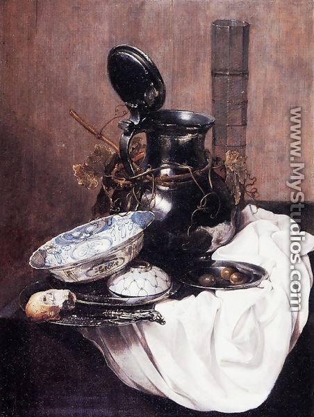Jan Jansz. Treck Still Life with Pewter Jug and Chinese Bowl by Jan Jansz Treck