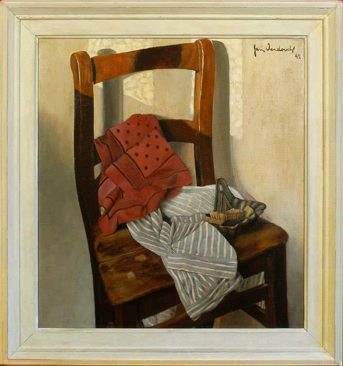 Jan Verdoodt JAN VERDOODT 19061980 Still life with a chair shirt and towel