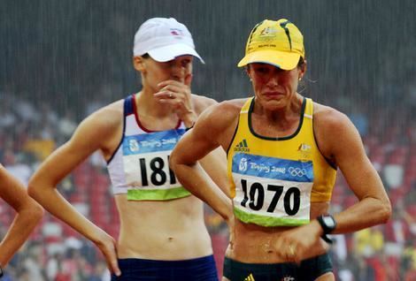 Jane Saville Wet Jane not wild about racing on Athletics Sports