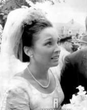 Janet Jennings Auchincloss Rutherfurd wearing a wedding gown.