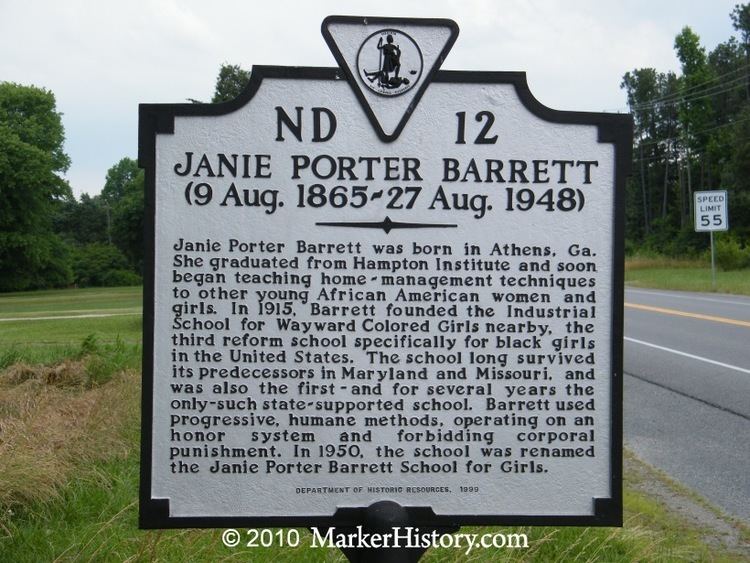 Janie Porter Barrett Janie Porter Barrett9 Aug 186527 Aug 1948 ND12