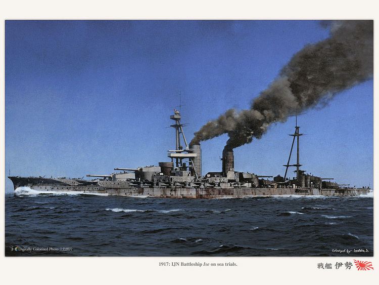 Japanese battleship Ise Japanese battleship Ise on her initial trials in early 191 Flickr