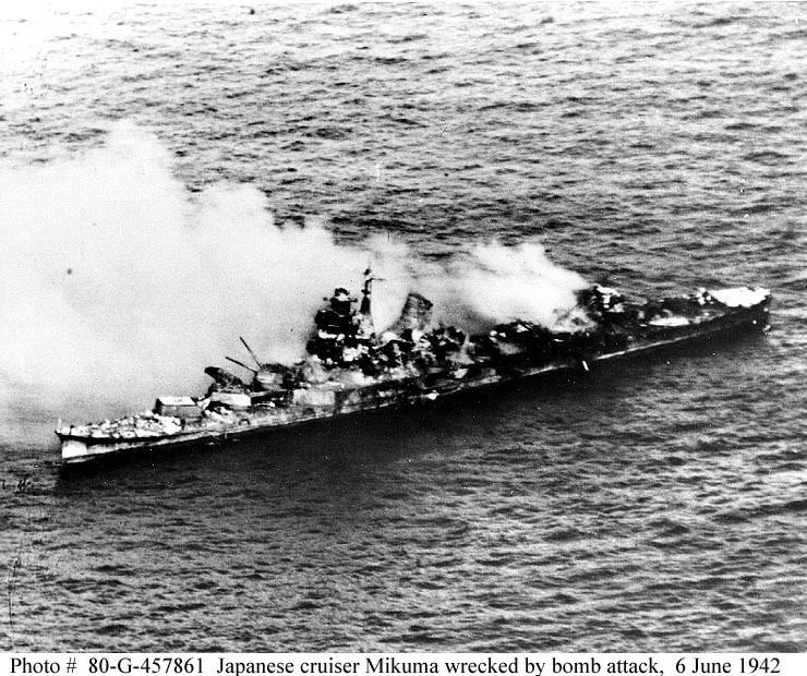 Japanese cruiser Mikuma Battle of MidwaySinking of Japanese Cruiser Mikuma 6 June 1942