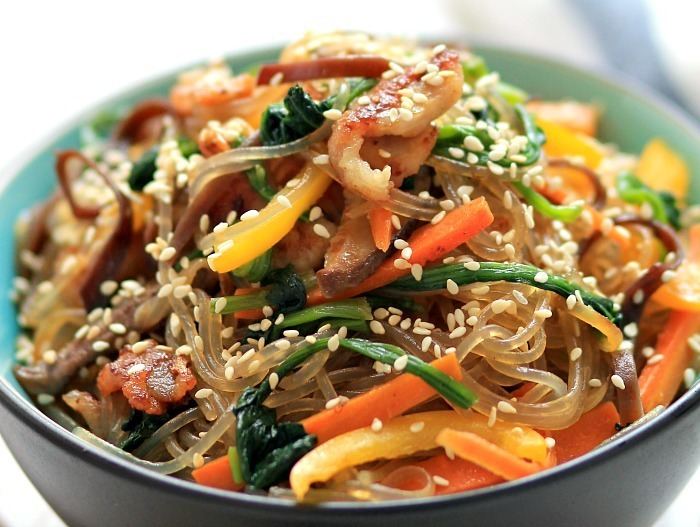 Japchae my bare cupboard Japchae Korean stirfried noodles