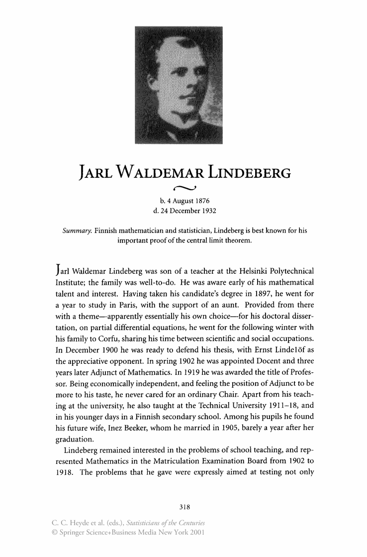 Jarl Waldemar Lindeberg Jarl Waldemar Lindeberg Springer
