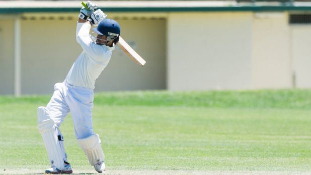Jason Kila North CanberraGungahlins Jason Kila fires in Cricket ACT Douglas Cup