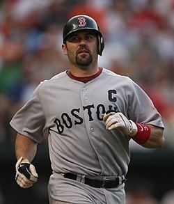 Boston Red Sox starting pitcher Bronson Arroyo confers with catcher Jason  Varitek and first baseman Kevin Millar after getting into trouble early in  the first inning against the Toronto Blue Jays at