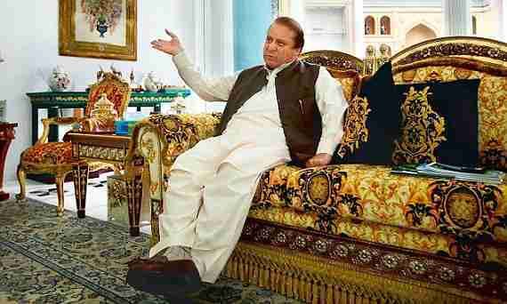 Nawaz Sharif sitting in a bench inside Raiwind Palace found in Jati Umra.