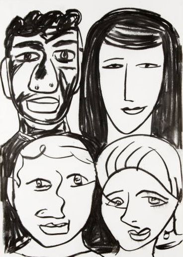 Javier Mariscal Four People in Black Original Art by Javier Mariscal PicassoMio