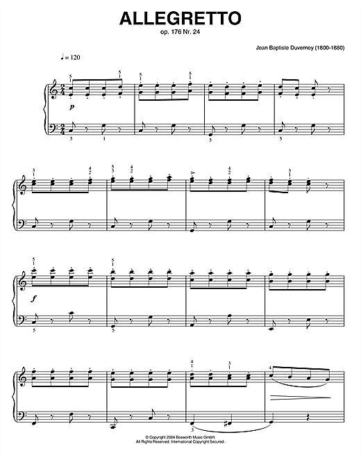 Jean-Baptiste Duvernoy Allegretto Op176 No24 sheet music by JeanBaptiste Duvernoy