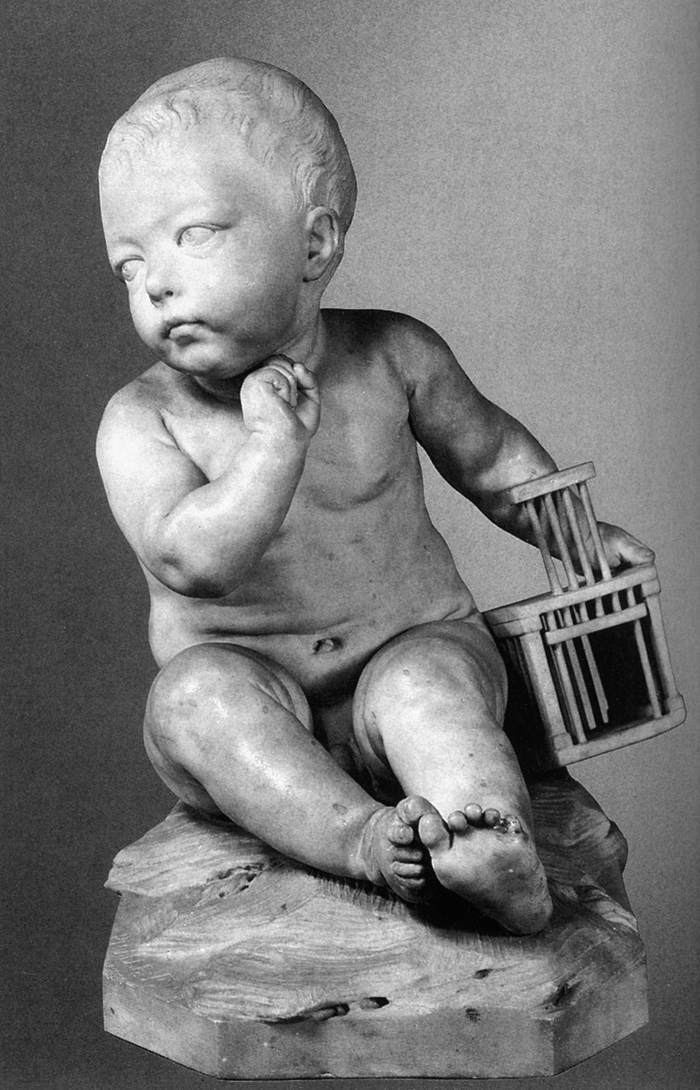 Jean-Baptiste Pigalle Infant with a Cage by PIGALLE JeanBaptiste