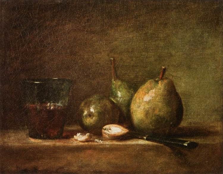 Jean-Baptiste-Simeon Chardin Pears Walnuts and Glass of Wine JeanBaptisteSimeon