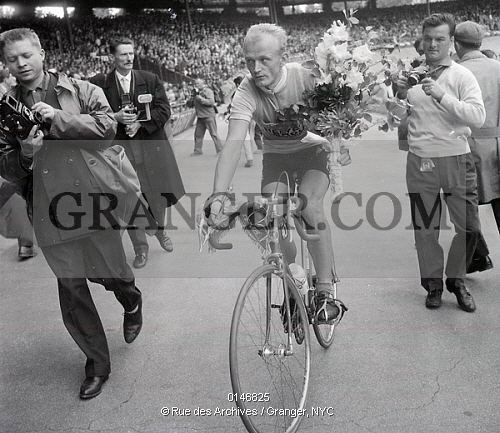 Jean Graczyk Image of JEAN GRACZYK Cyclist Jean Graczyk Winning Last Leg Of