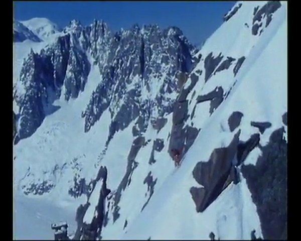 The late extreme skier Patrick Vallencant skiing the Grandes Jorasses.