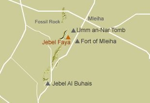 Map of Jebel Faya rock shelter and archaeological sites