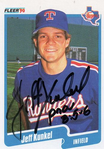 Jeff Kunkel Texas Rangers Autograph Card Jeff Kunkel 304 1990