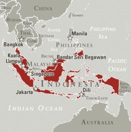Map showing the Indonesia Perspectives of Terrorism in the Asian Continent